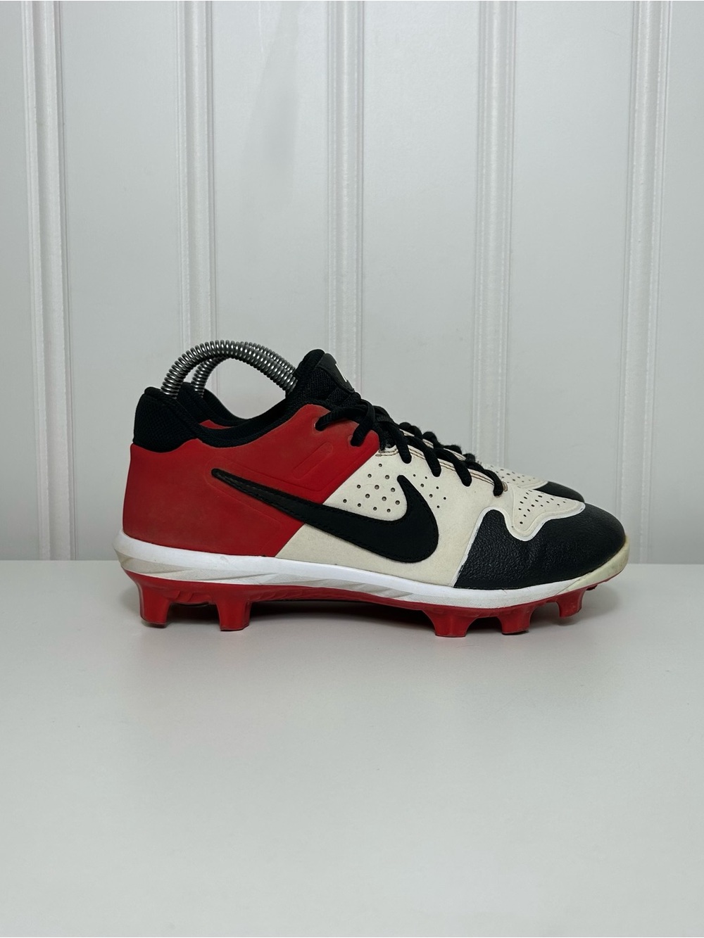 Nike alpha huarache elite low mcs black red white baseball cleats kids 6